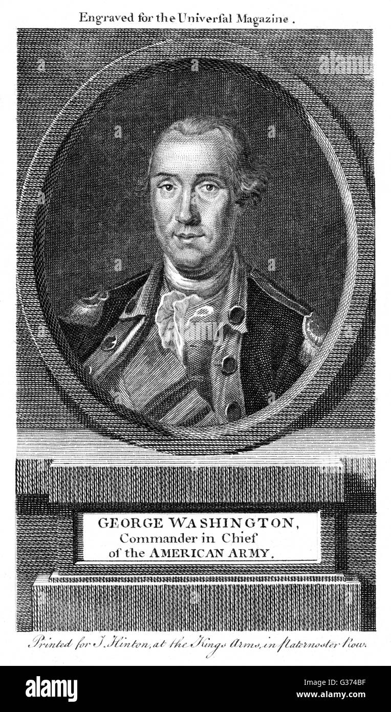 GEORGE WASHINGTON Comandante in Capo dell'esercito americano. Data: 1732-1799 Foto Stock
