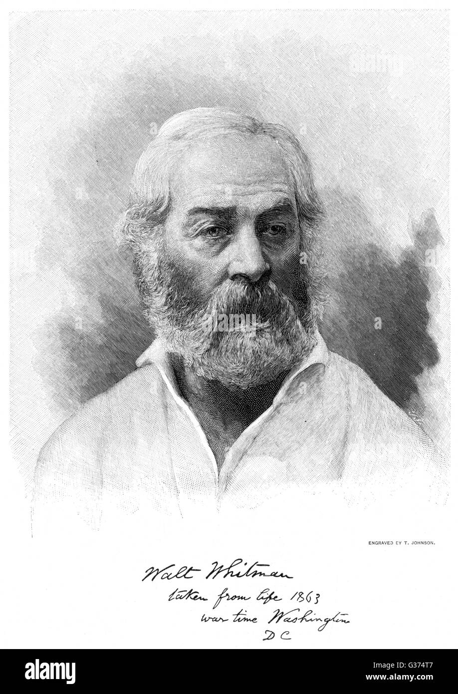 WALT WHITMAN poeta americano data: 1819 - 1892 Foto Stock
