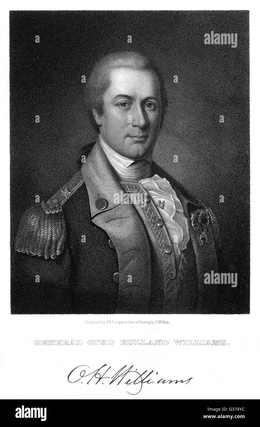 OTHO HOLLAND WILLIAMS American comandante militare con il suo autografo data: 1749 - 1800 Foto Stock