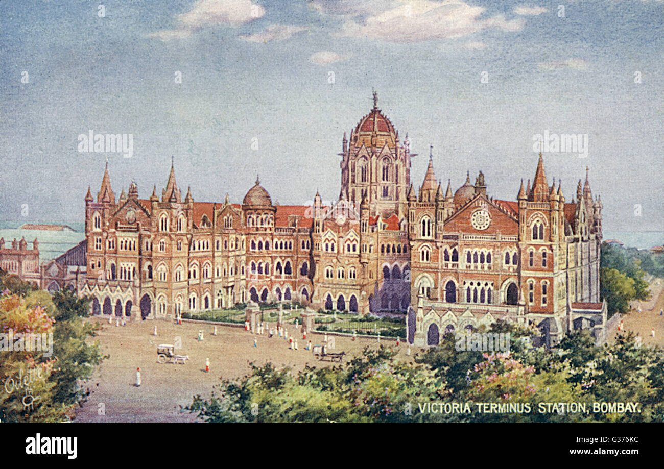 Una vista di Victoria Station, Bombay. Data: circa 1910 Foto Stock