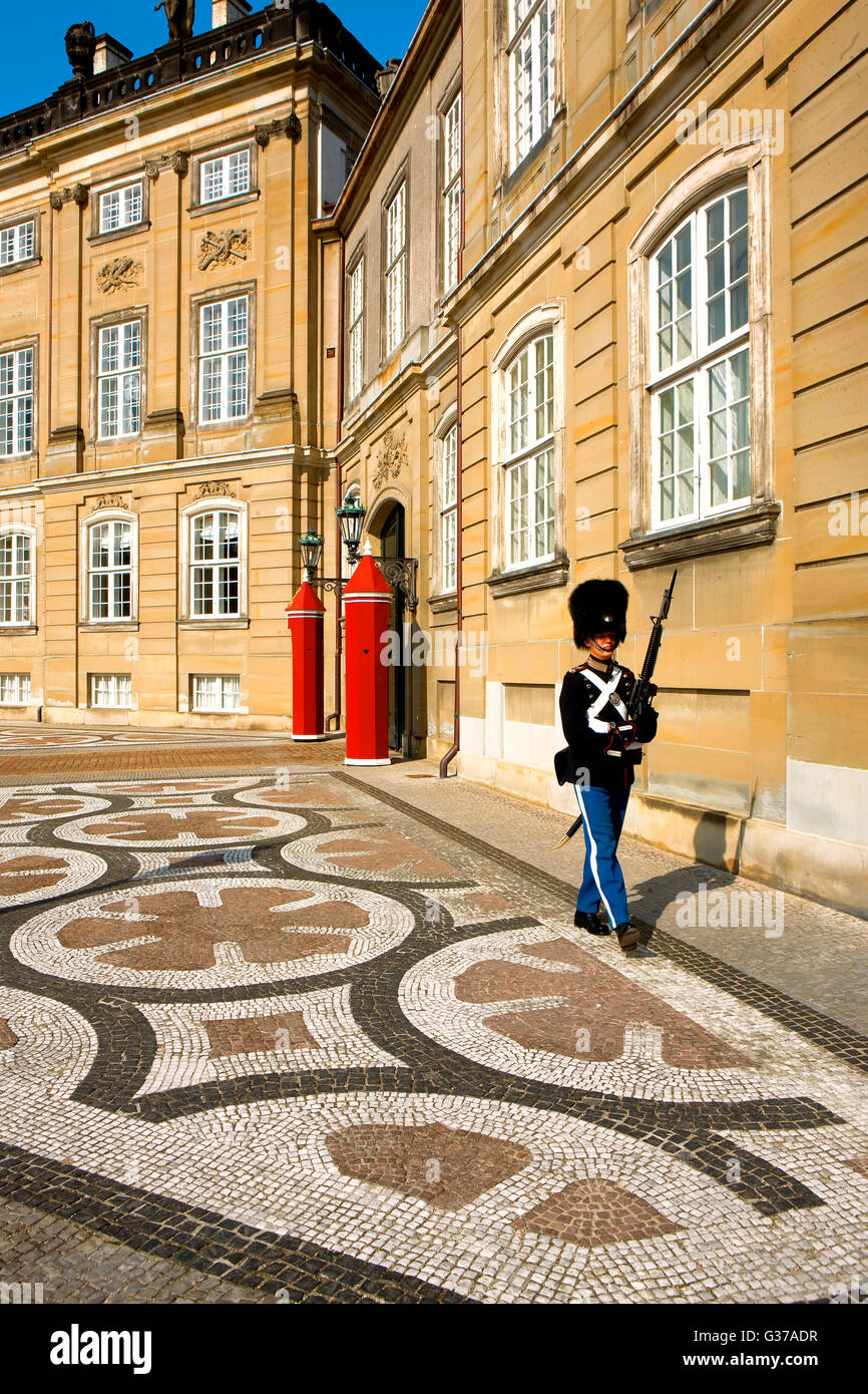 Al Castello di Amalienborg a Copenhagen Foto Stock