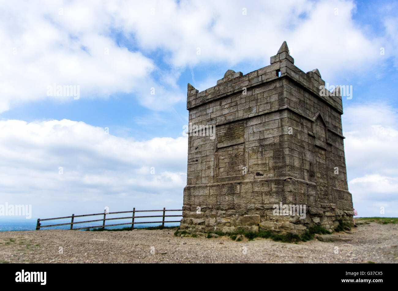 Rivington Pike serbatoio e castello, Lancashire Foto Stock