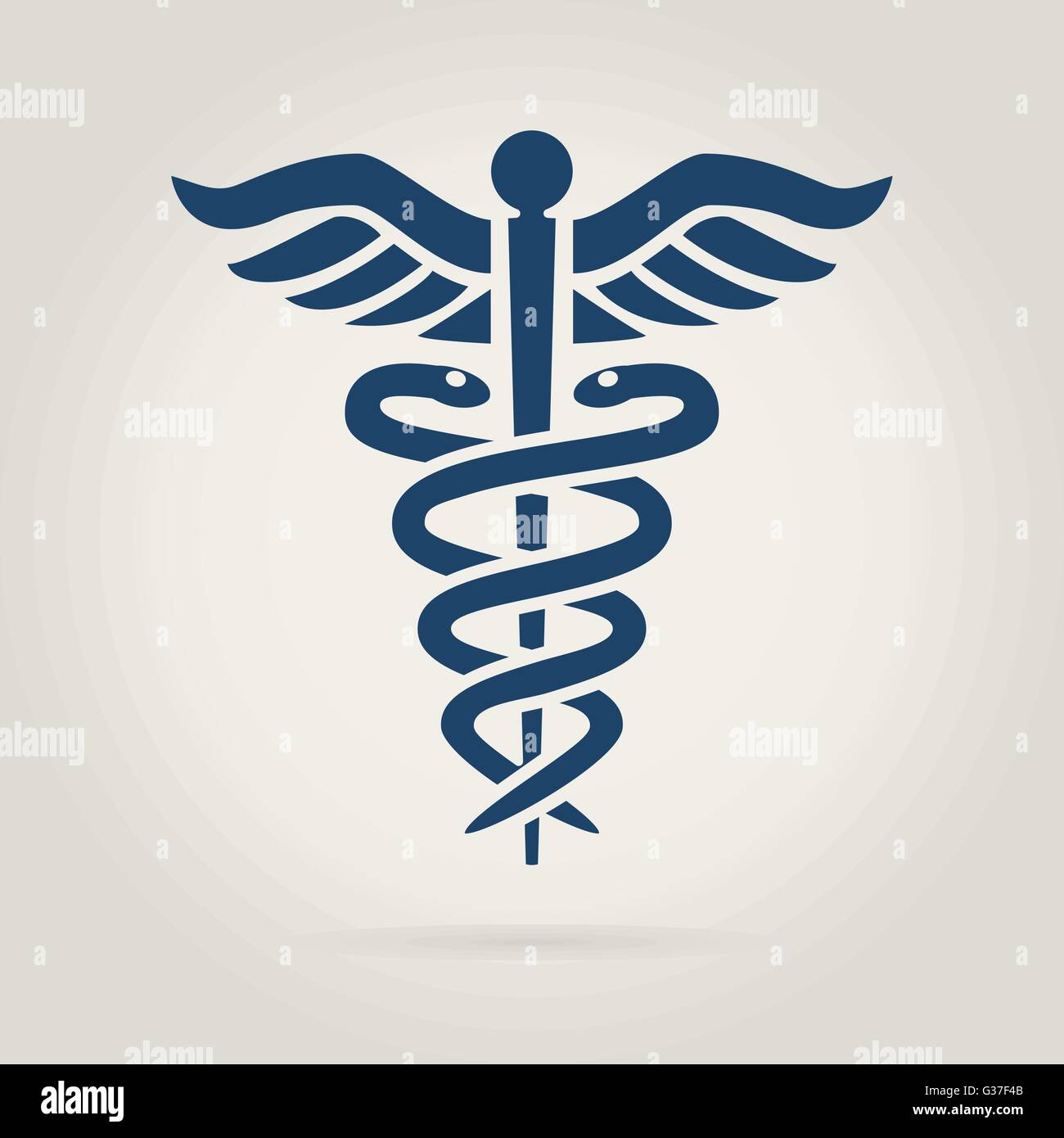 Caduceo simbolo medico in colore blu scuro Illustrazione Vettoriale