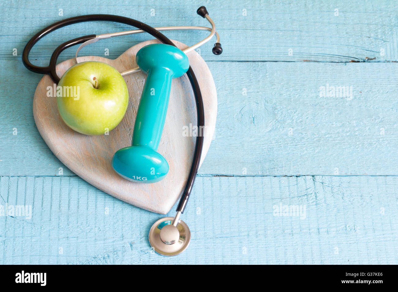 Uno stile di vita sano esercizio e dieta simbolo astratto Foto Stock