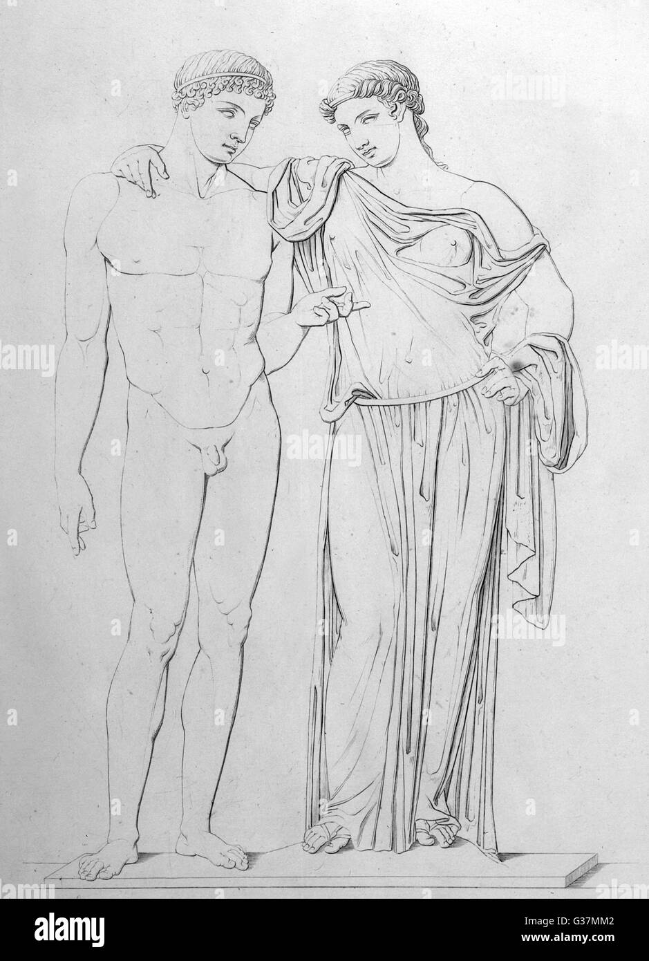 Oreste e sua sorella Electra scultura dal Museo Farnese data: 1868 Foto Stock