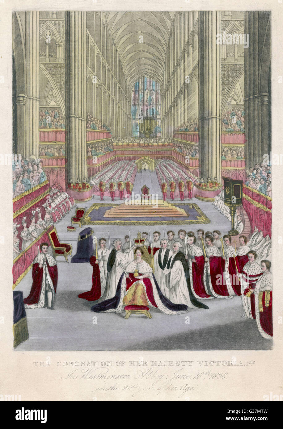 Ella è incoronato a Westminster Abbey Data: 28 giugno 1838 Foto Stock