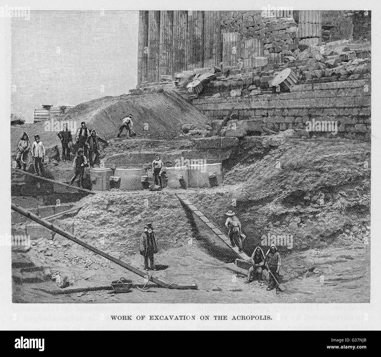 Lavori di scavo sull'Acropoli data: 1890 Foto Stock