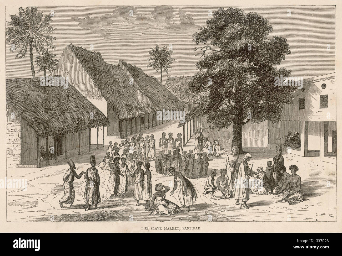 AFRICA ORIENTALE Il mercato degli schiavi a Zanzibar Data: nel 1860 circa Foto Stock