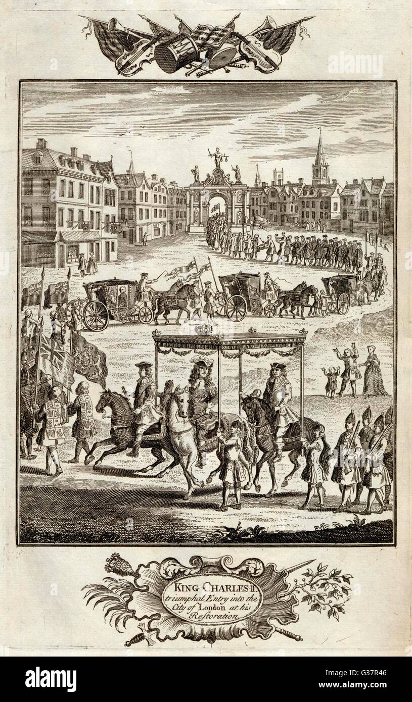 Il restauro Carlo II corse in London Data: 29 Maggio 1660 Foto Stock