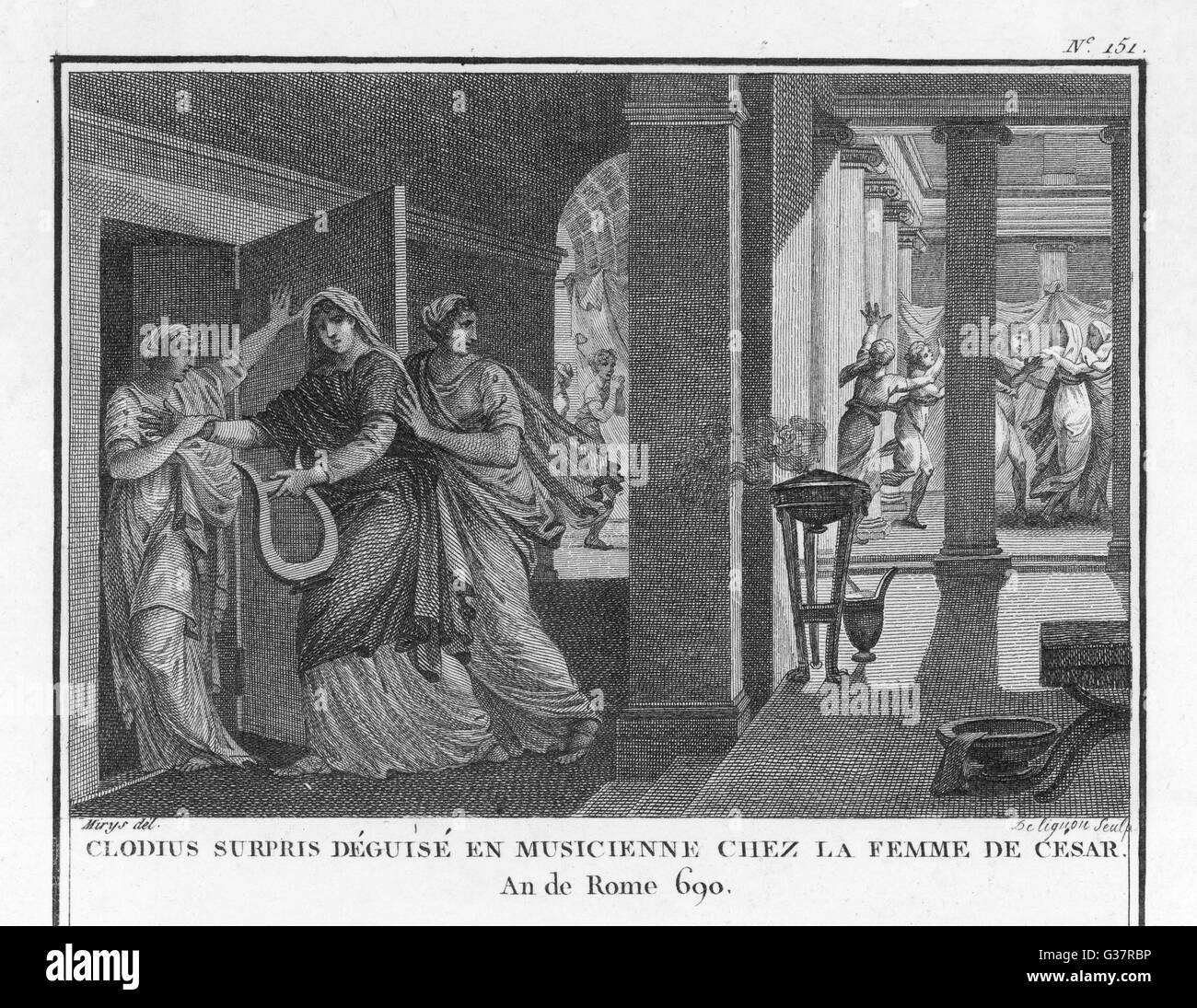La moglie di Cesare Pompeia, sedotto da Clodius dissimulata come un musicista, è ripudiato da lui perché " la moglie di Cesare deve essere al di sopra di ogni sospetto" Data: 62 BC Foto Stock