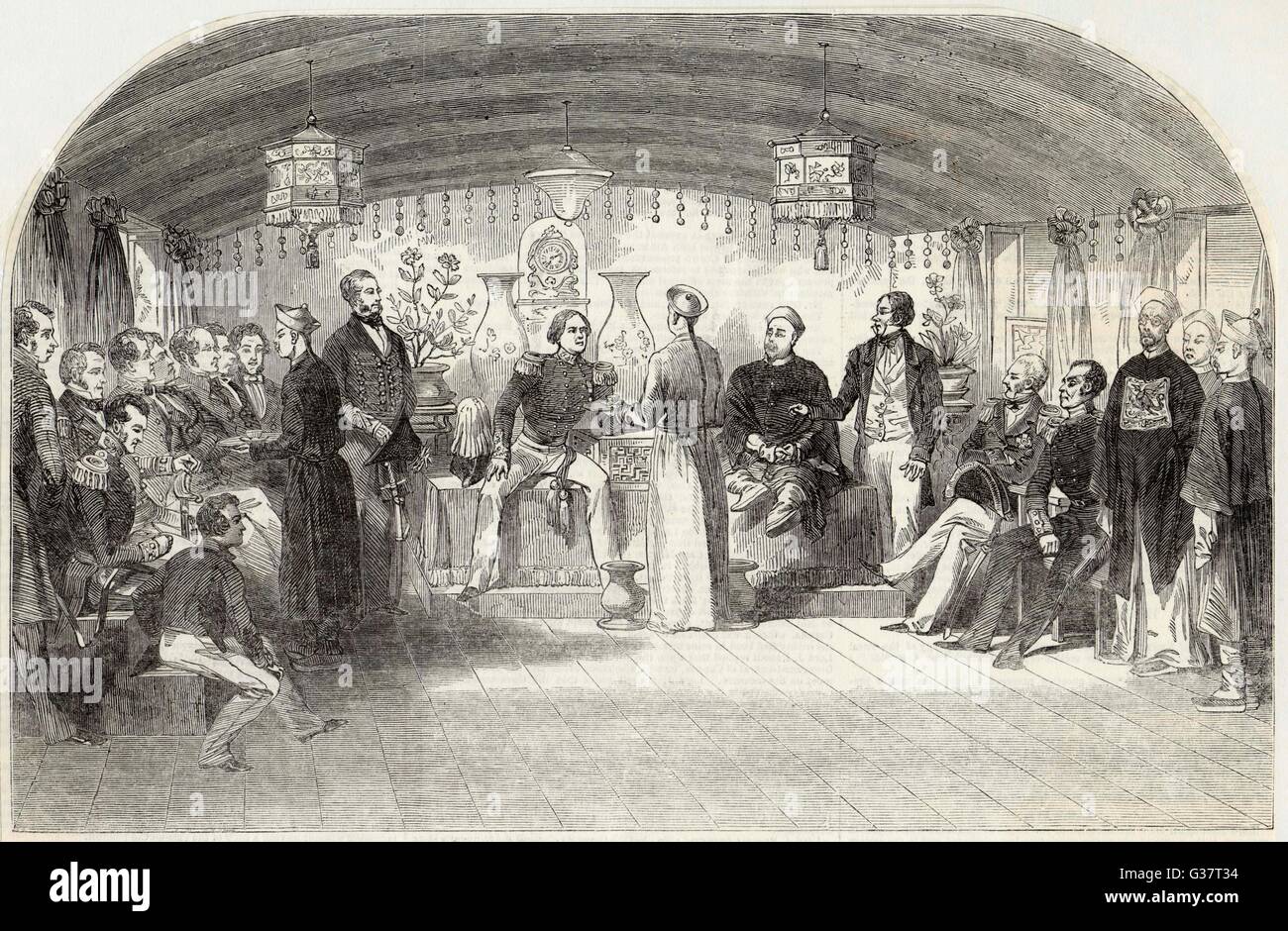 Conferenza diplomatica a Canton. Data: 1849 Foto Stock