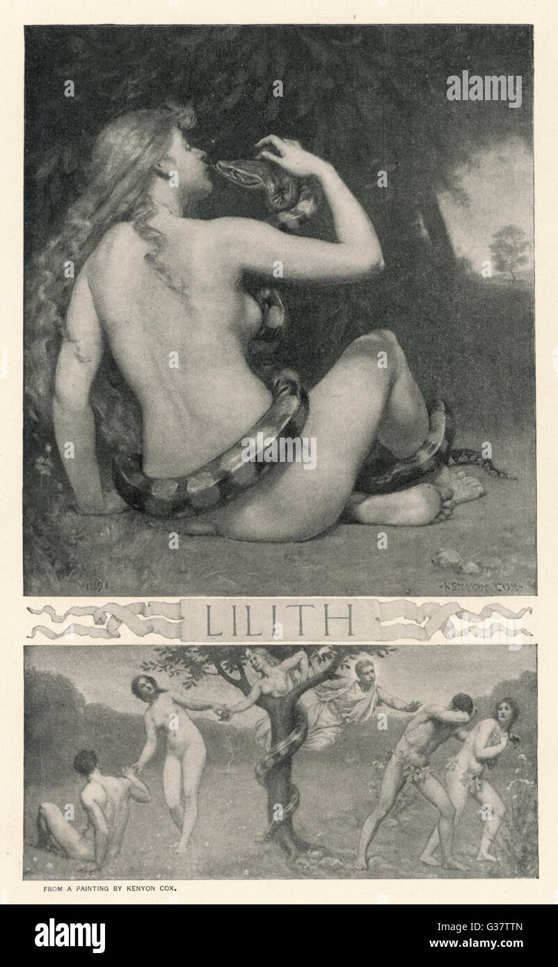 LILITH, notte vampire probabilmente di origine babilonese, suppone di tormentare wildernesses. Negli scritti rabbinici ella si suppone essere stato Adam's prima moglie. Foto Stock