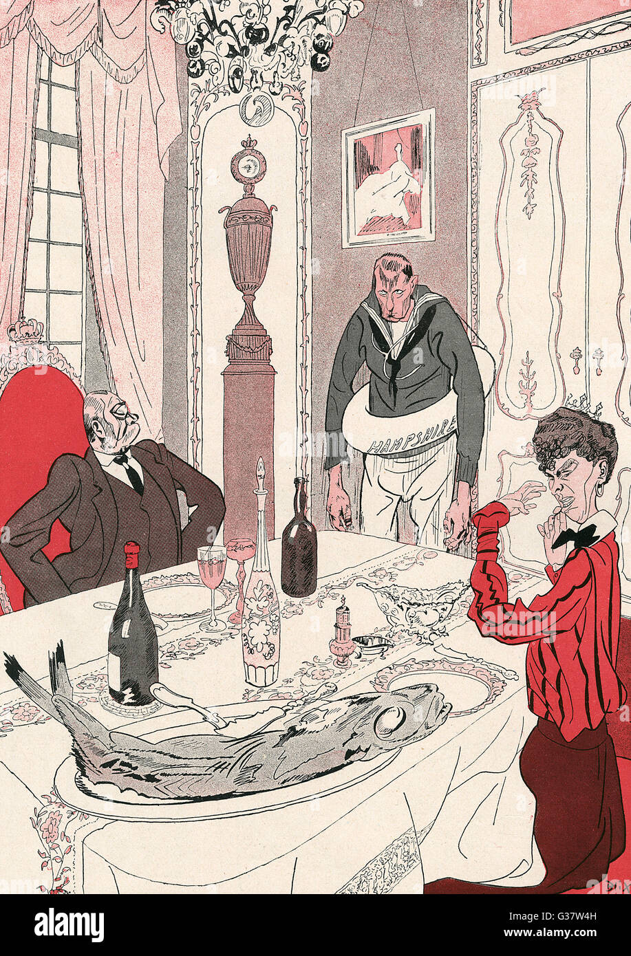 WW1 CARTOON/NON PIÙ PESCE Foto Stock