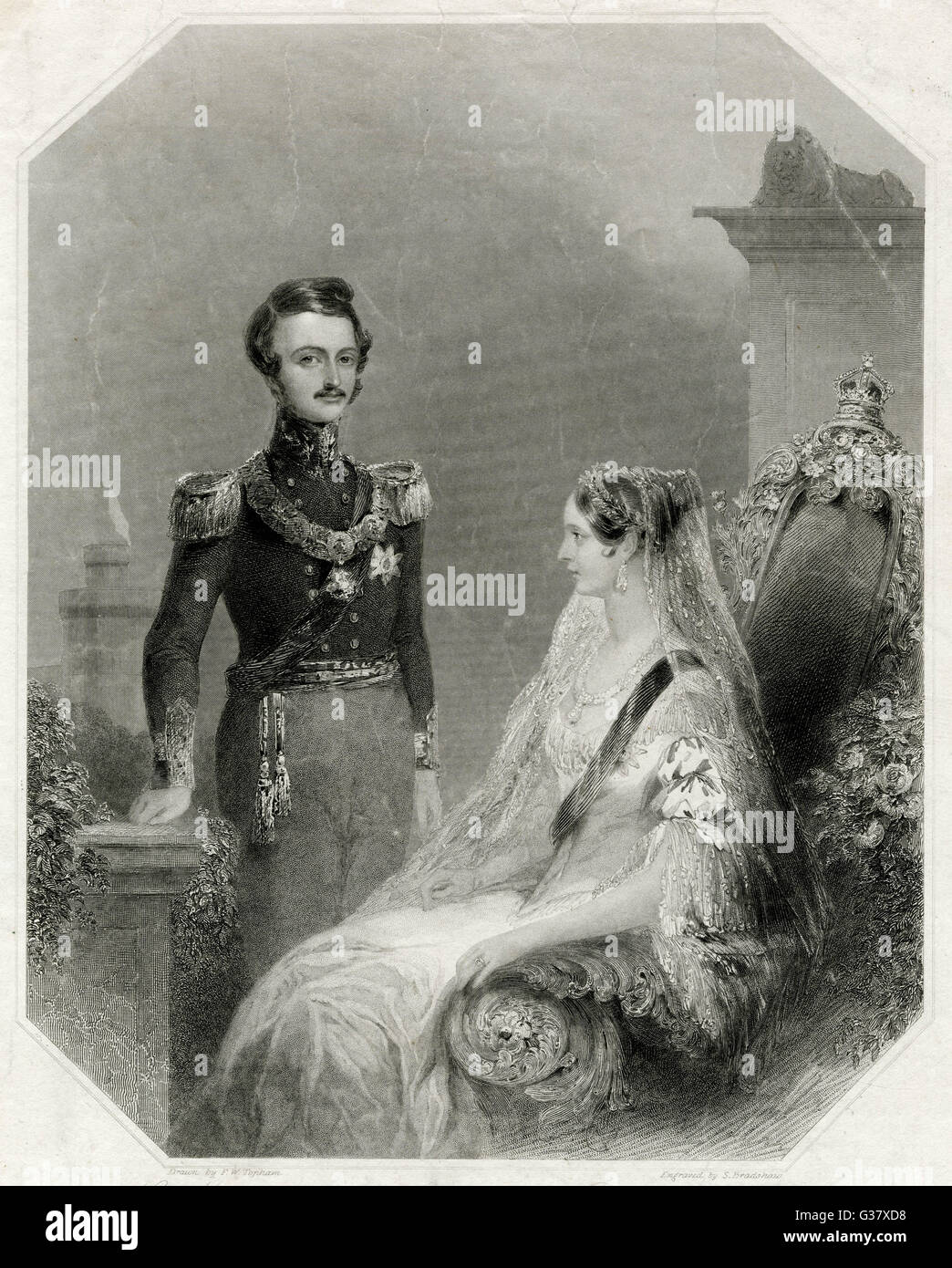 La regina Victoria British ROYALTY Victoria and Albert al momento del loro matrimonio. Data: 1840 Foto Stock