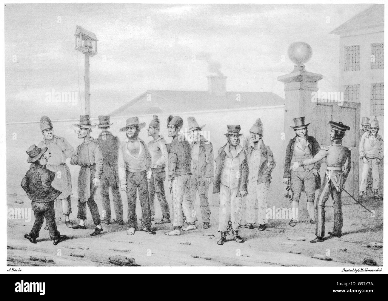 I detenuti al di fuori del governo carcere a Sydney(un governo carcere pista). Data: 1830 Foto Stock