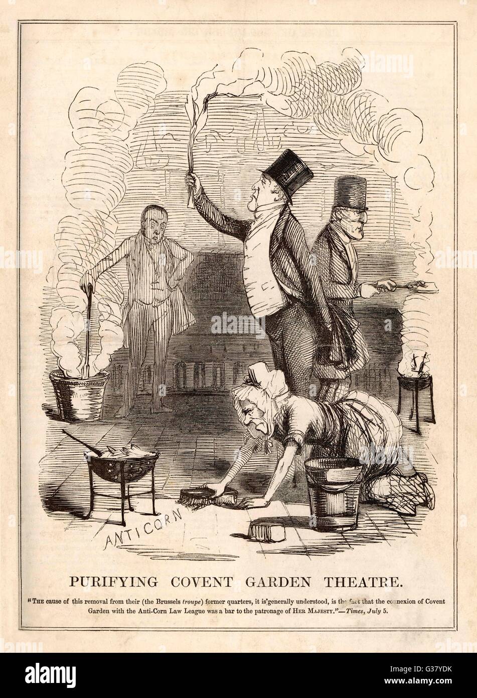 Purificazione di Covent Garden Theatre. Data: 1845 Foto Stock
