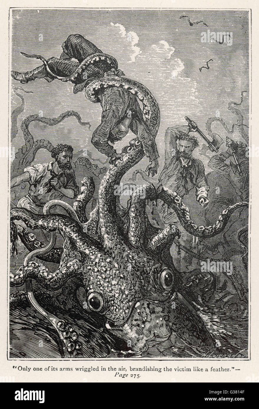 "20.000 LIEUES SOUS LES MERS' [20.000 leghe sotto i mari] Il calamaro rivendicazioni una vittima data: 1870 Foto Stock