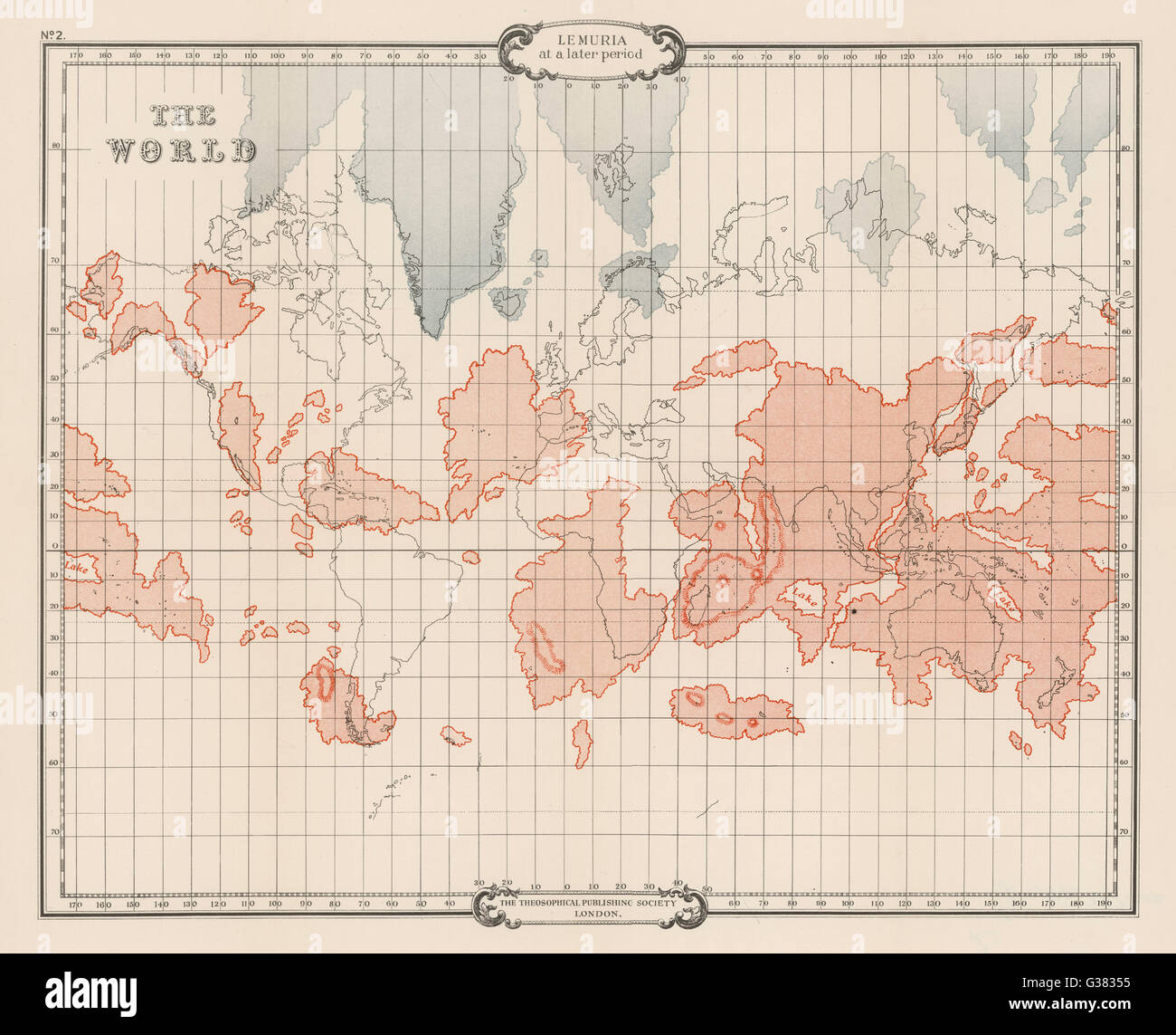 Una mappa di Lemuria alla sua massima estensione data: 1904 Foto Stock