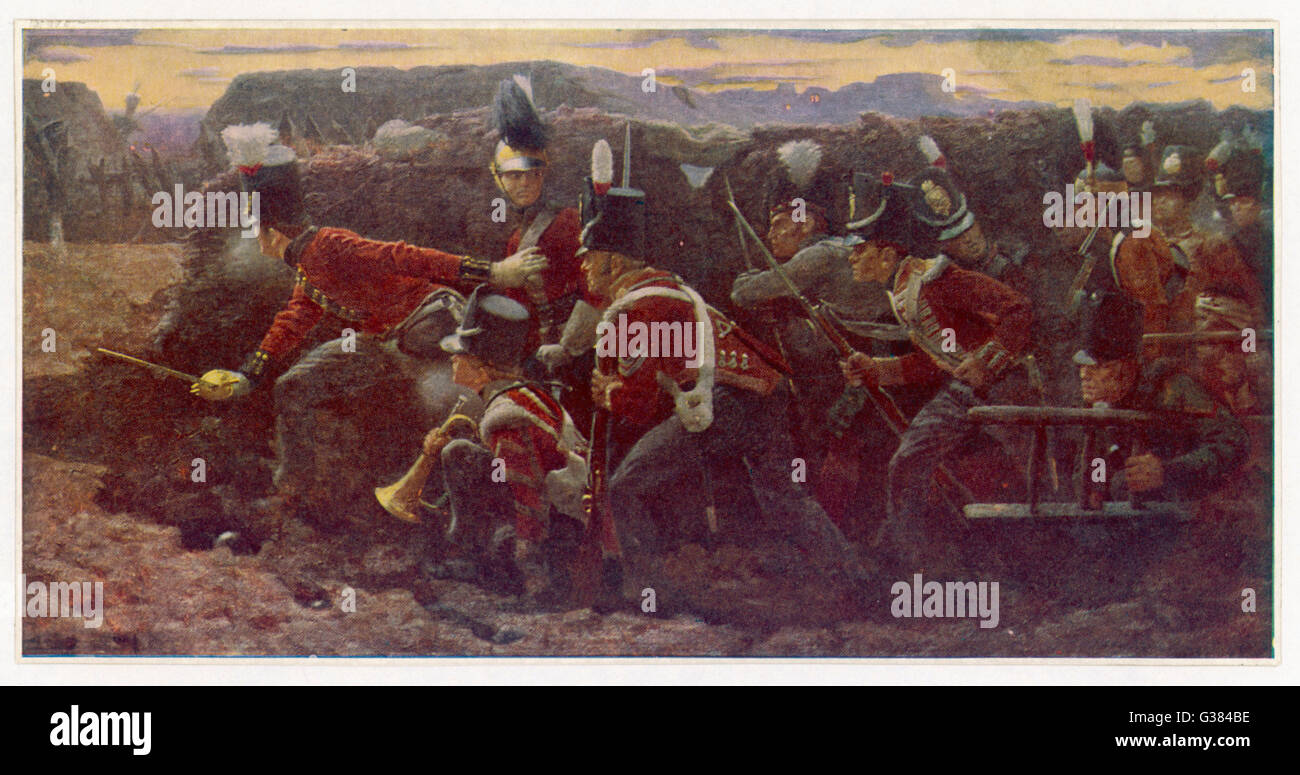 La guerra della penisola truppe inglesi sotto Wellington e il generale Picton, tempesta la guarnigione a Badajoz. Data: 1812 Foto Stock