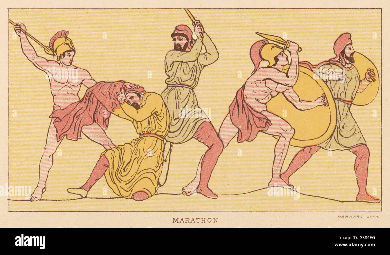 Versione Greco La Battaglia Di Maratona Battaglia di maratona grecia immagini e fotografie stock ad alta