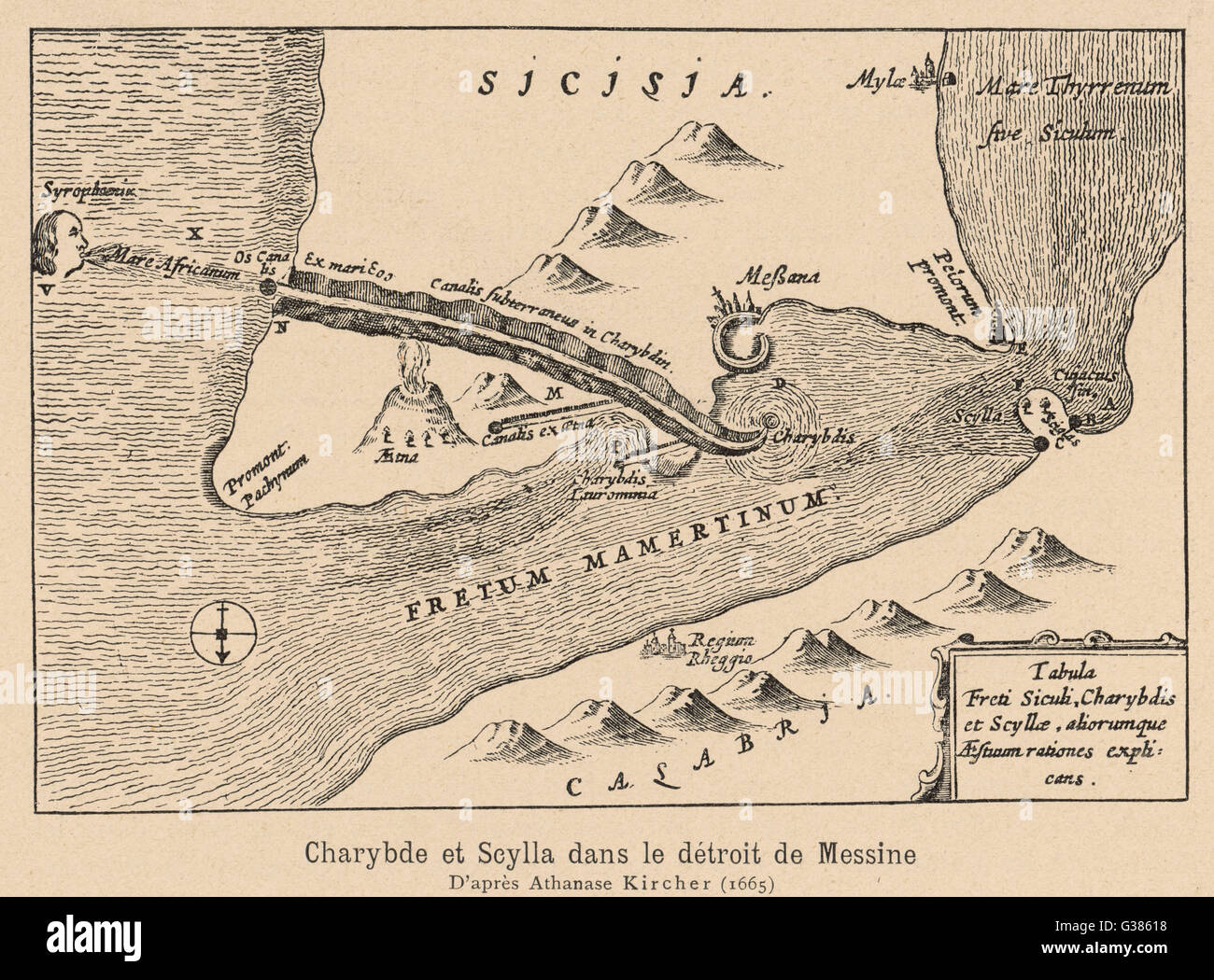 Scilla - Charybdis - Mappa Foto Stock