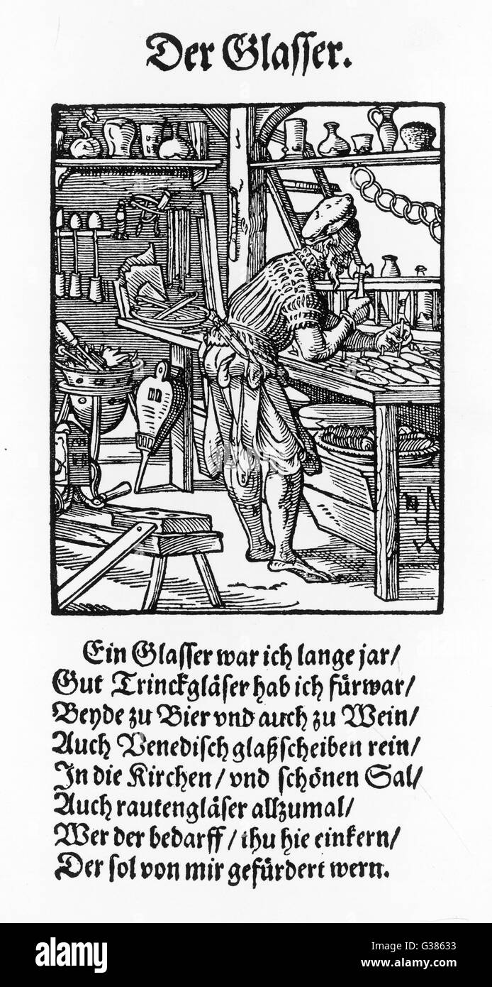 16TH ° SECOLO GLASSWORKER Foto Stock