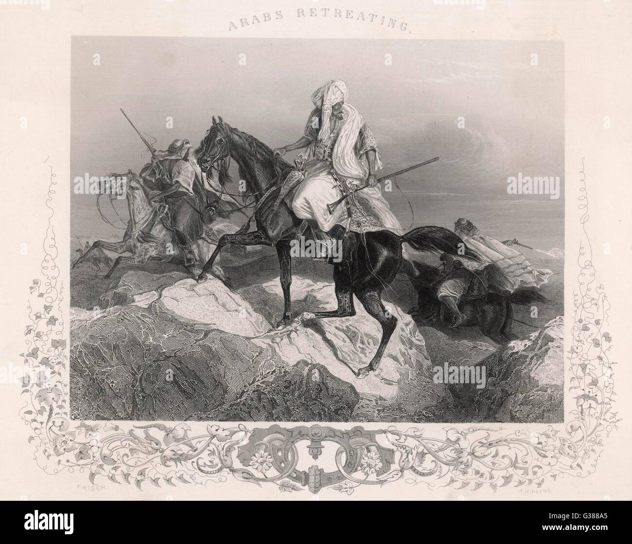 Gli arabi in ritirata da un conflitto Data: tardo XIX secolo Foto Stock