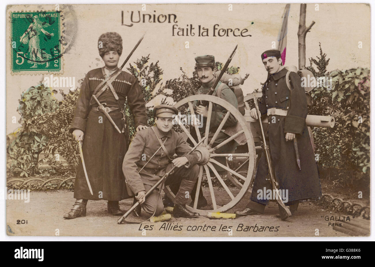 WW1 ALLEATI DELLE CARTOLINE 1915 Foto Stock
