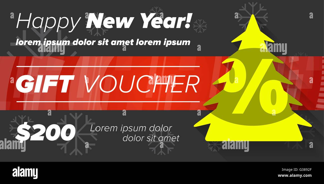 Anno nuovo voucher regalo Illustrazione Vettoriale