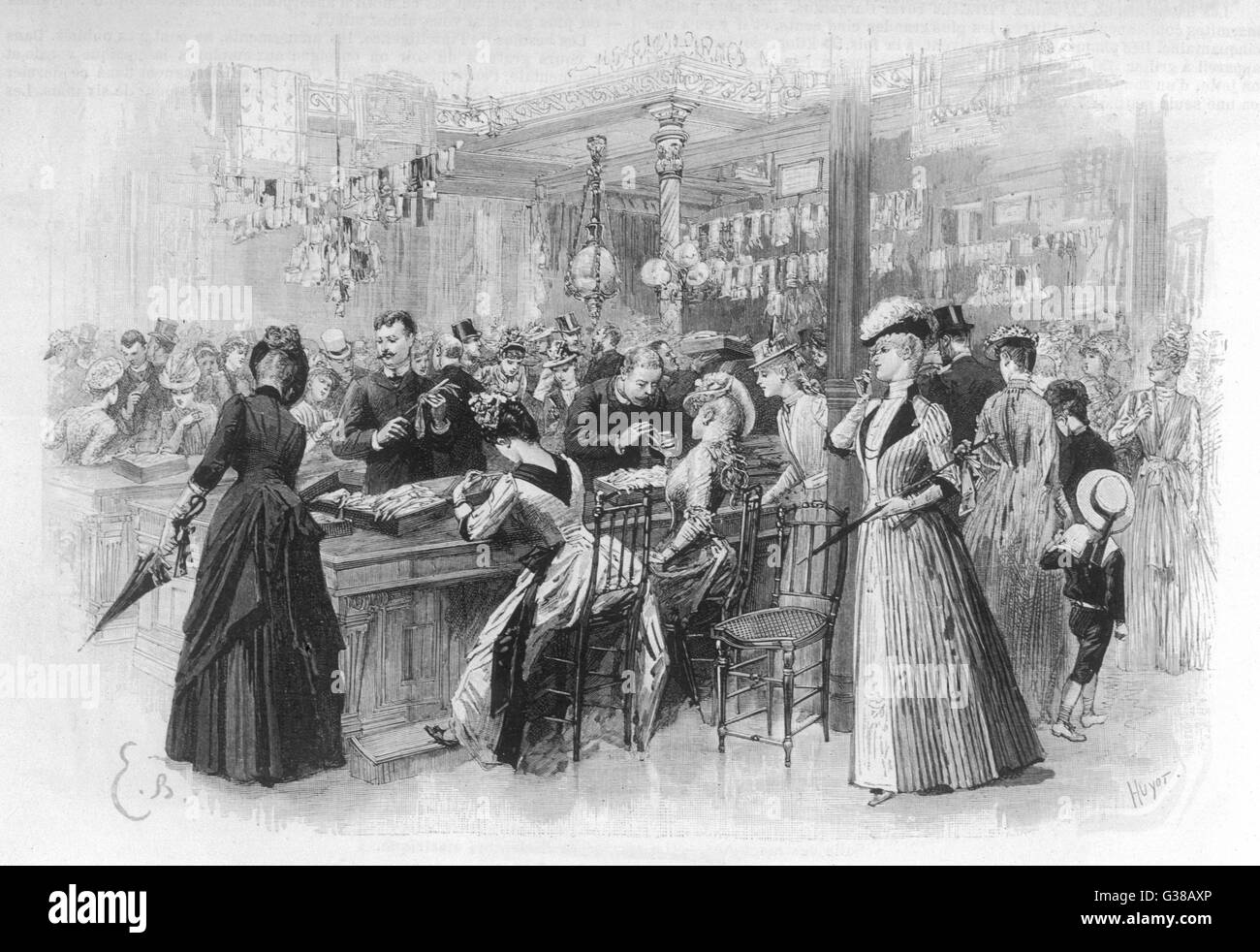 Department Store di Parigi, Francia. Il contatore di guanto. Data: 1880 Foto Stock