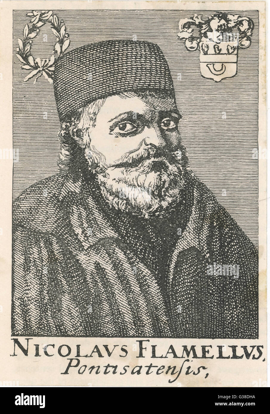 NICOLAS FLAMEL (1330-1418) francese occultista moneylender ed alchemist. Egli è detto di avere acquisito vasta tesori di trasmutazione di successo. Foto Stock