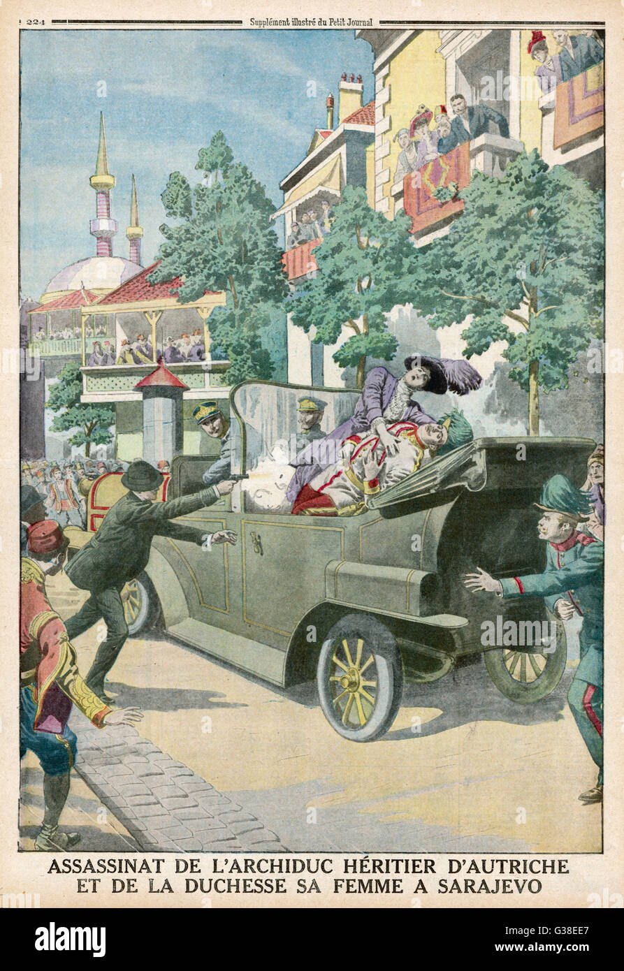 Arciduca Francesco Ferdinando e sua moglie assassinato a Sarajevo, 28 giugno 1914 Data: 28 giugno 1914 Foto Stock