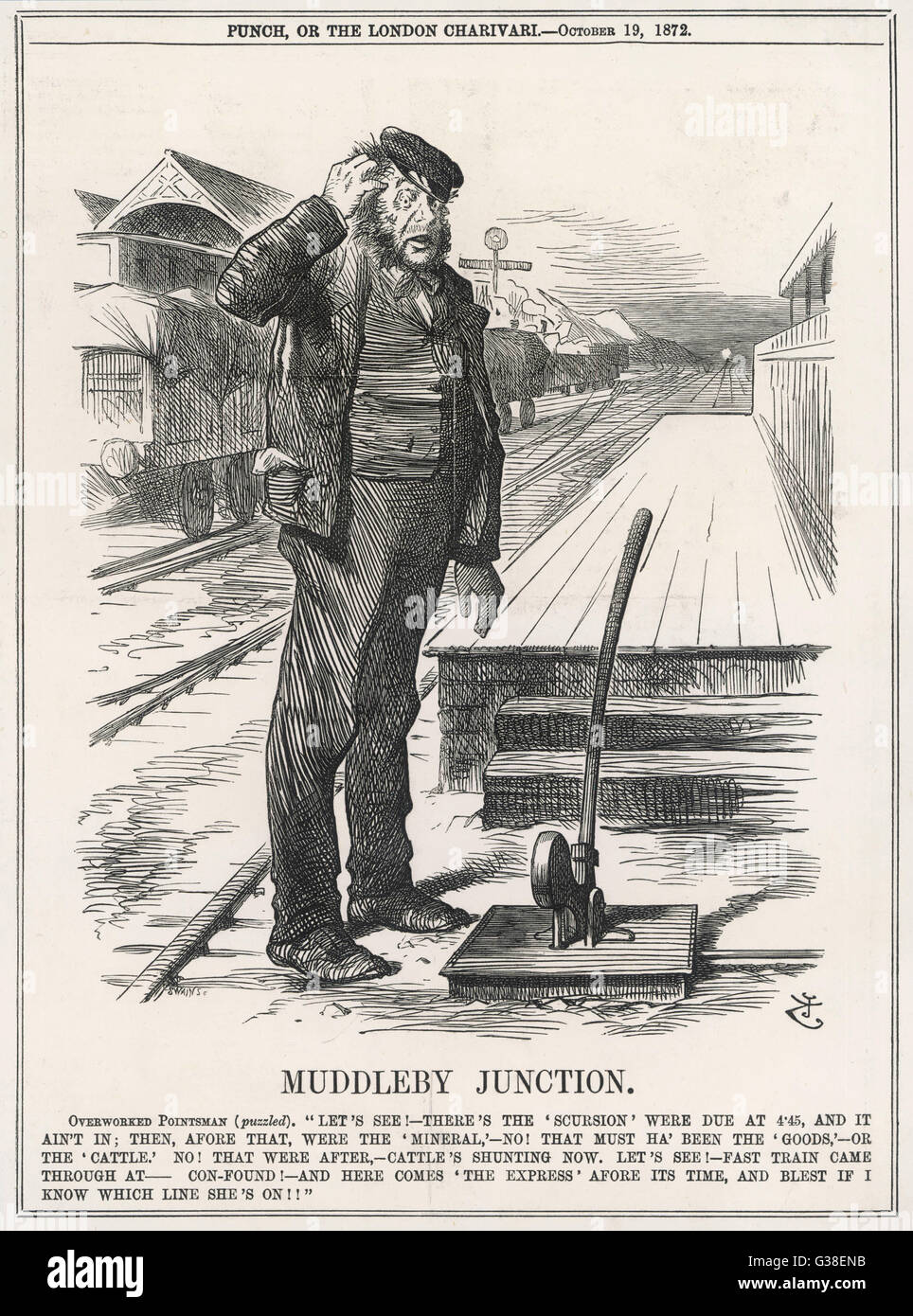 Cartoon, Muddleby Junction (incidenti ferroviari) Foto Stock