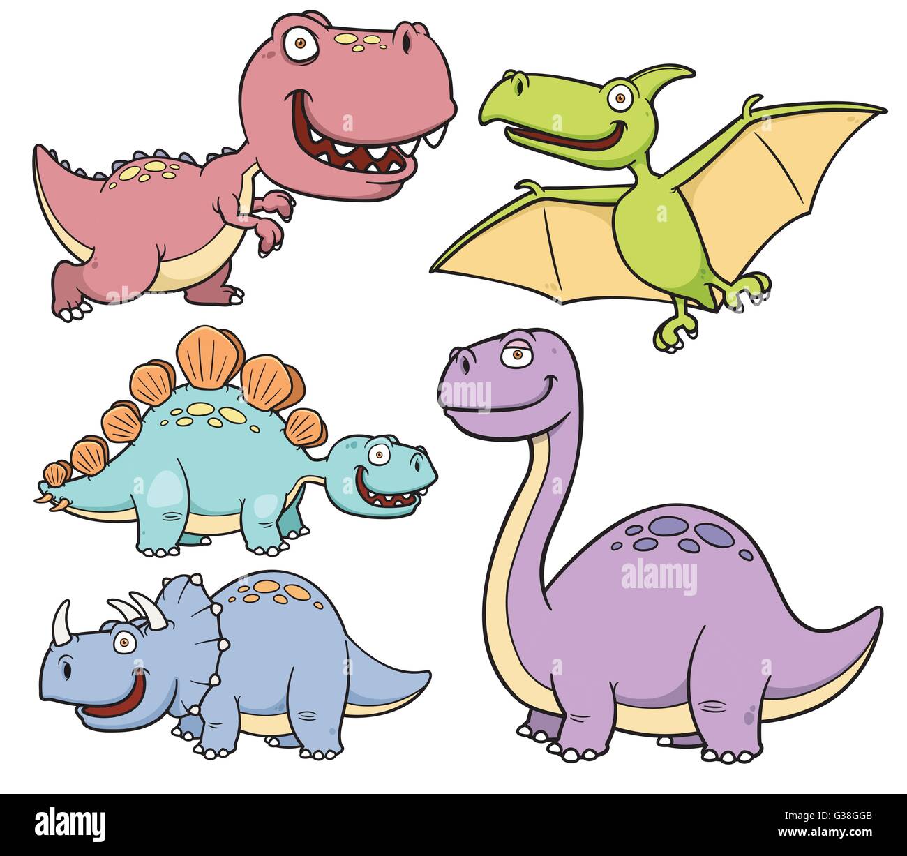 Illustrazione Vettoriale di dinosauri i personaggi dei cartoni animati Illustrazione Vettoriale