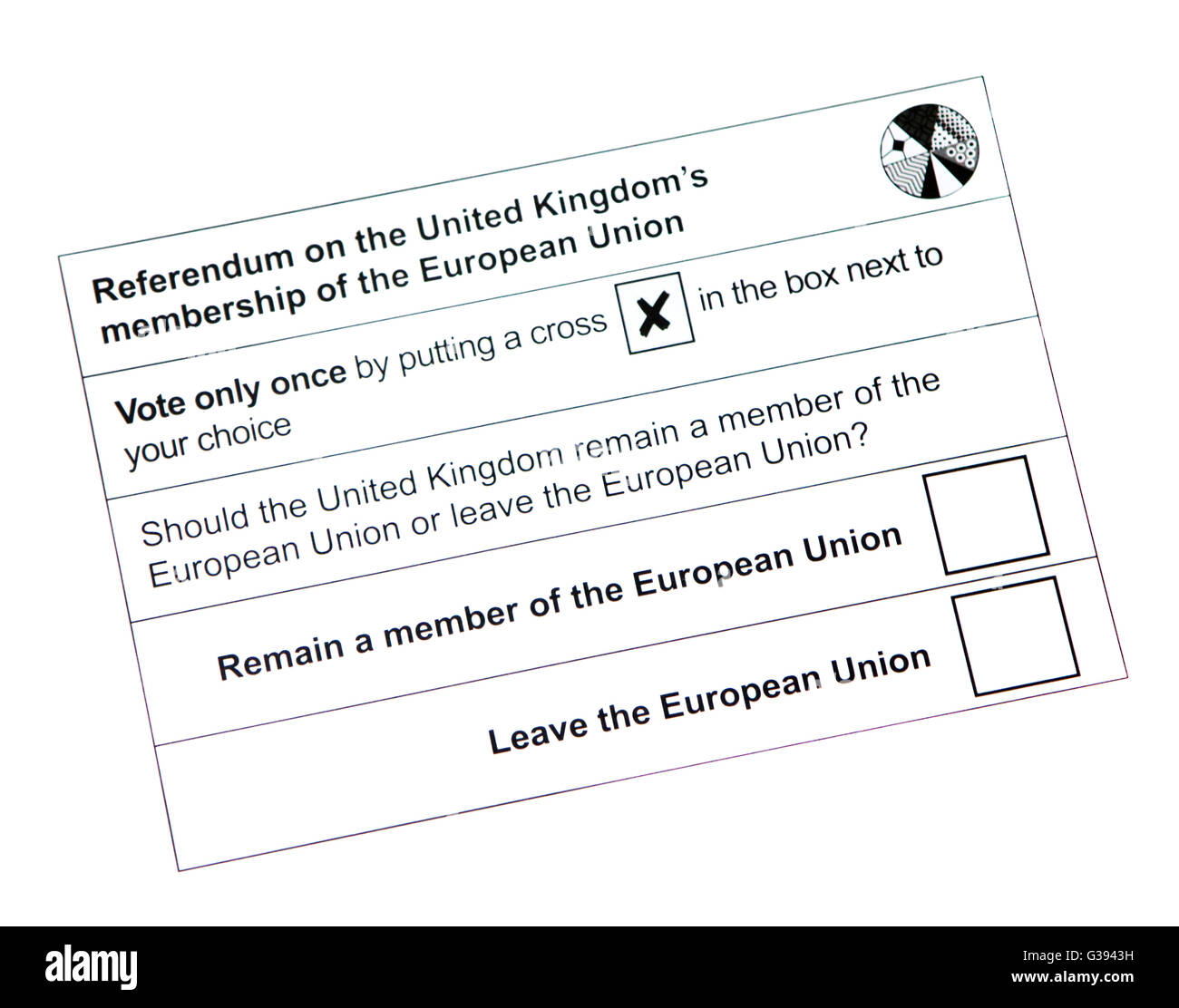 2016 Regno Unito Unione europea Referendum voto postale voto cartaceo Foto Stock