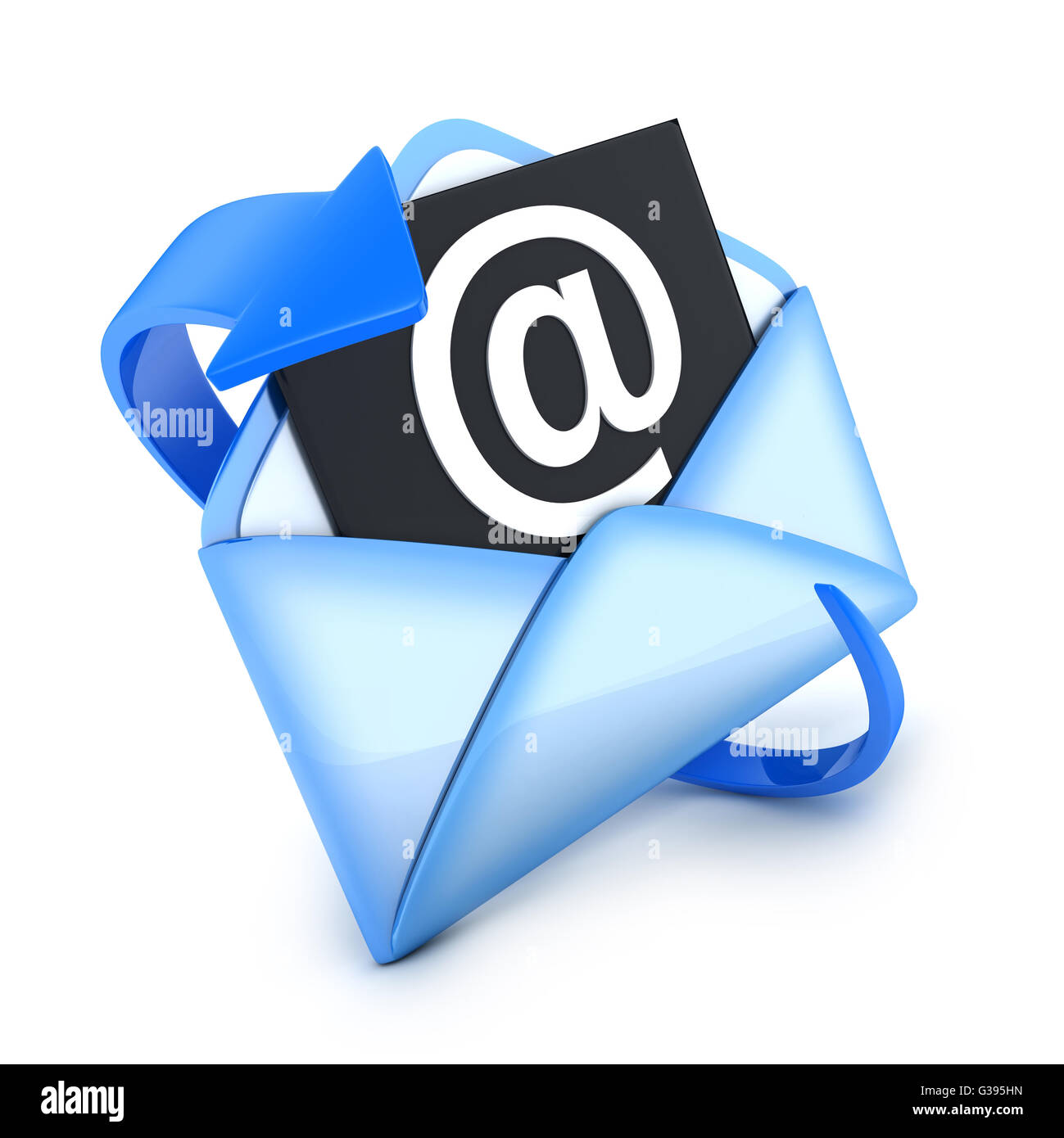 E-mail simbolo blu (fatto in 3D rendering) Foto Stock