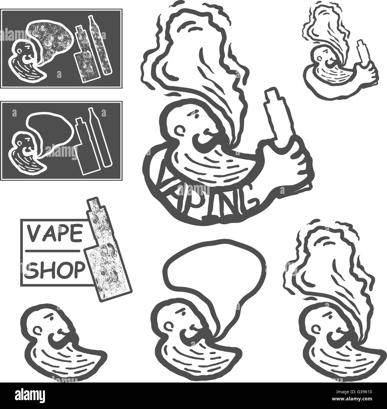 L'uomo con una sigaretta elettronica in mani Illustrazione Vettoriale