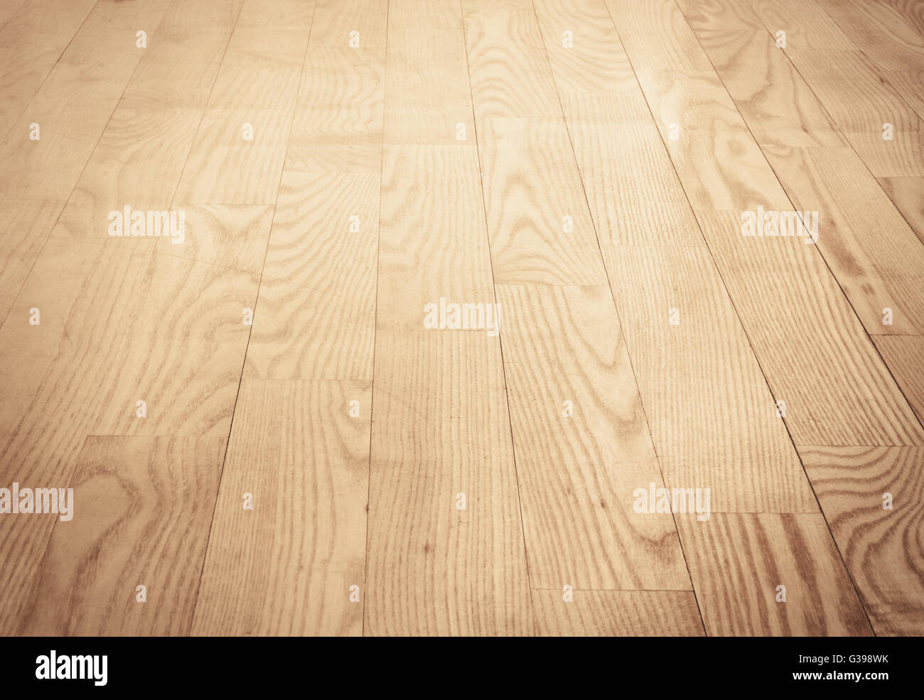 Pavimento di parquet marrone, texture in legno con tavole in prospettiva Foto Stock