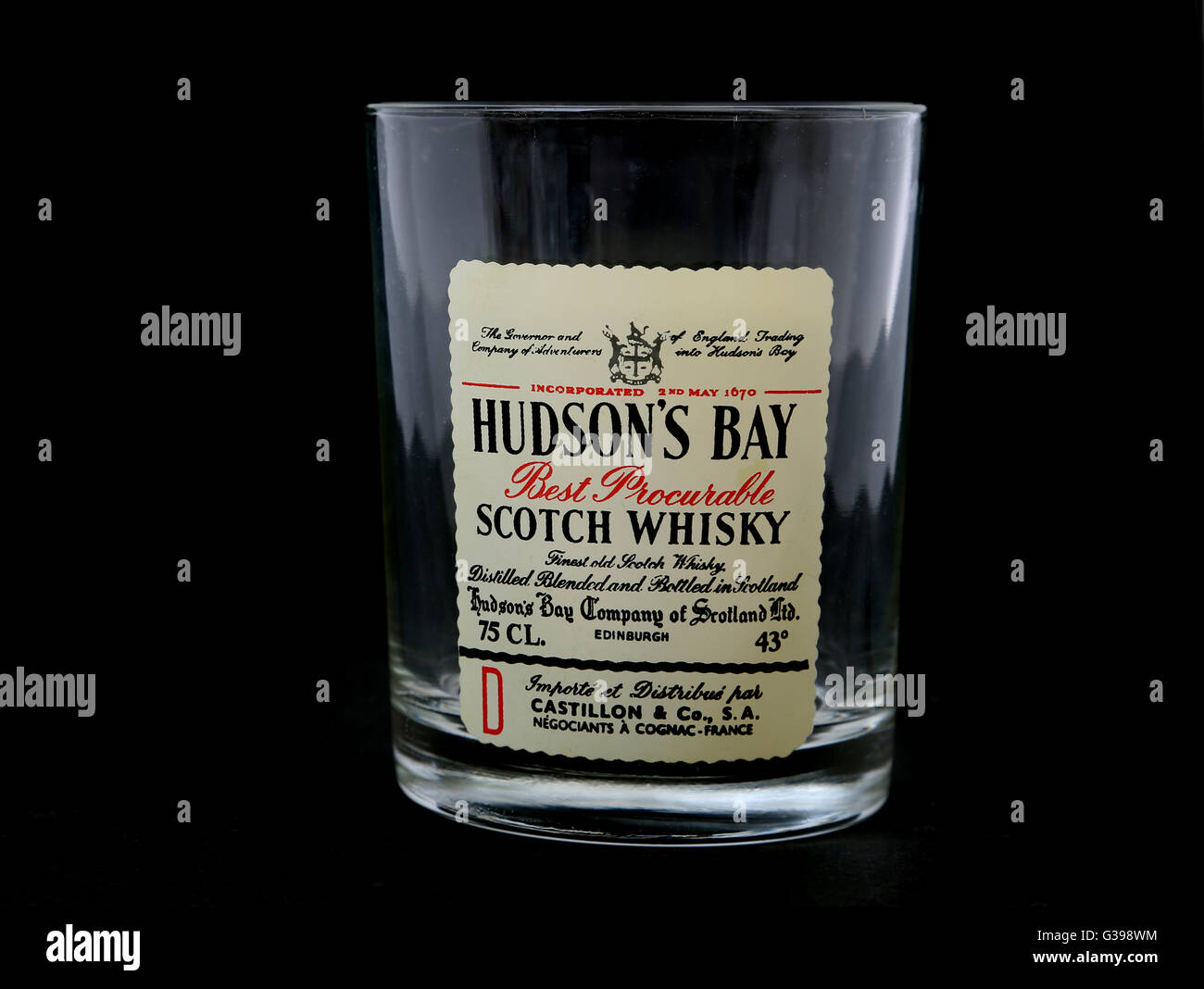 Hudson's Bay Scotch Whisky Glass Foto Stock