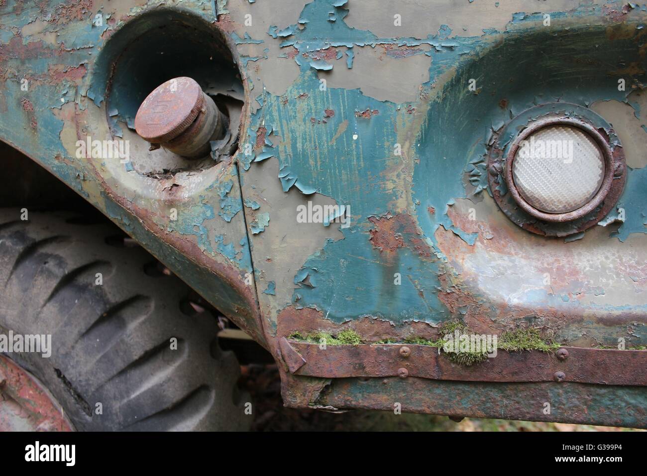 Rusty blue Carrello Serbatoio Gas dettaglio Foto Stock