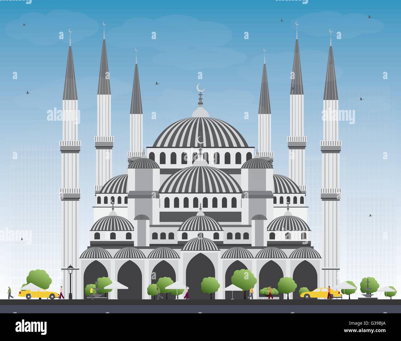 La Moschea Blu di Istanbul in Turchia. Illustrazione Vettoriale. Viaggi di affari e di turismo con il concetto di edificio storico. Illustrazione Vettoriale