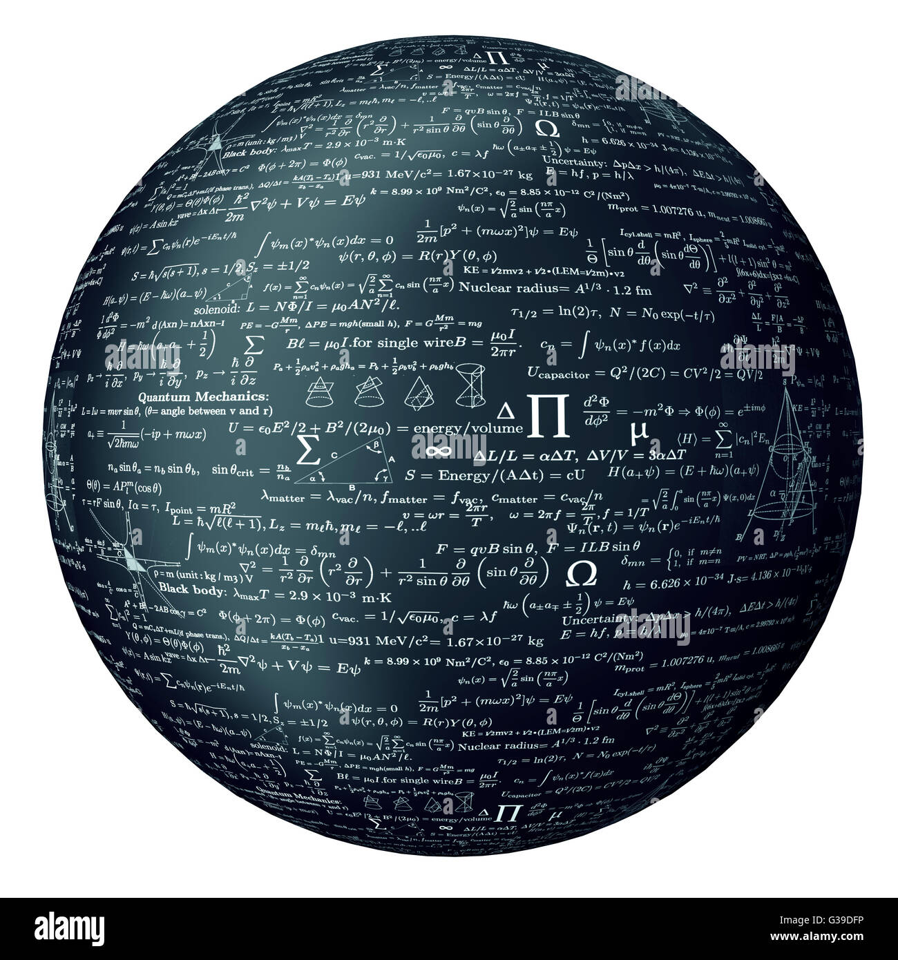 Bal fatta di formule matematiche. Foto Stock