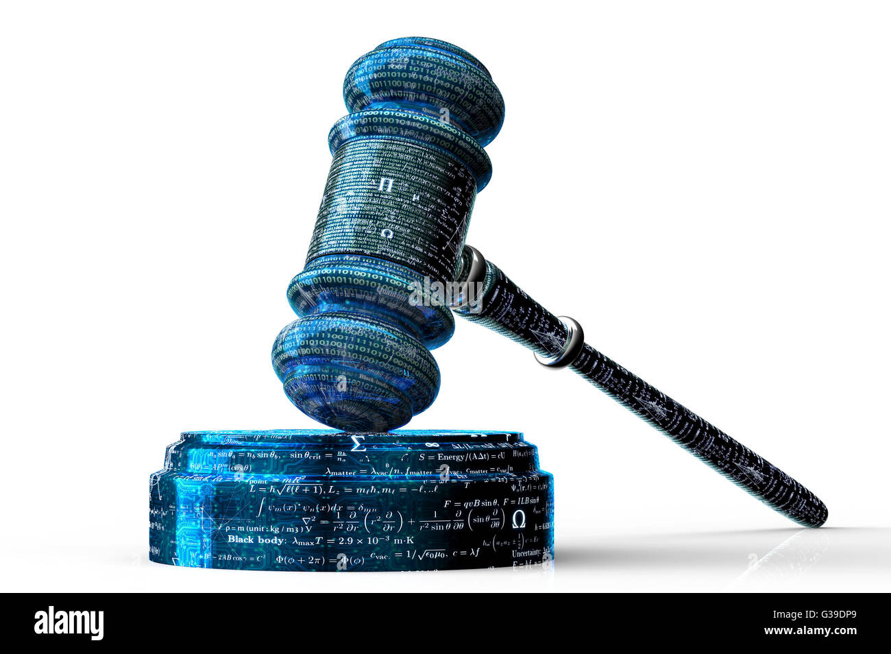 Calcolatore legale giudice concetto, cyber martello,3D illustrazione Foto Stock