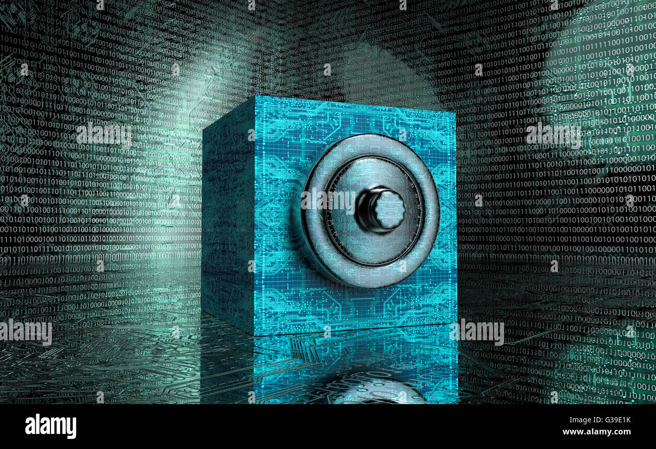 Digital il concetto di sicurezza lucchetto in ambiente elettronico. Foto Stock