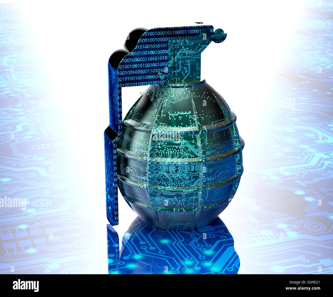 Cyber terrorismo concetto bomba di computer in ambiente elettronico, 3d illustrazione Foto Stock