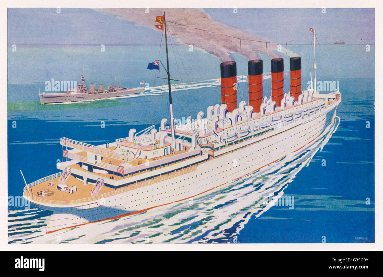 Nave passeggeri della Cunard White Star line, ha tenuto il Blue Riband per 21 anni ; ella è stata ritirata dal servizio e rotto nel 1935 Data: lanciato 1907 Foto Stock