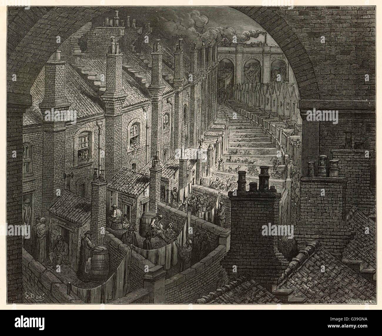 "Su LONDRA PER FERROVIA' Se Londra nel periodo Vittoriano si potrebbe riassumere in una singola immagine, sarebbe questa ! Data: 1870 Foto Stock