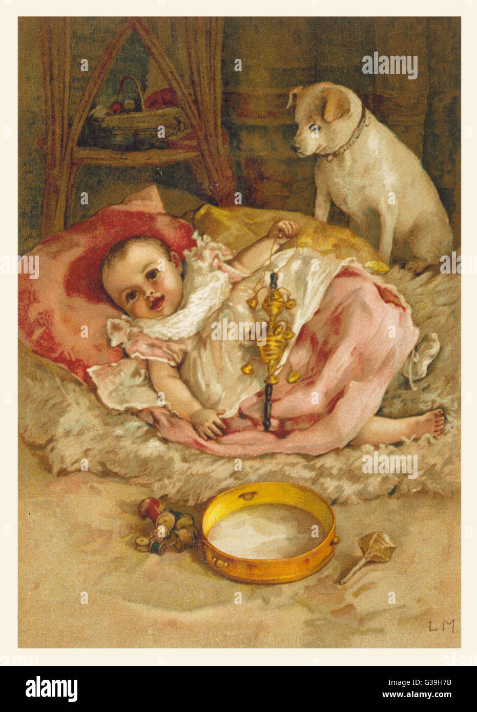 BAMBINO CON SONAGLINO C1890 Foto Stock