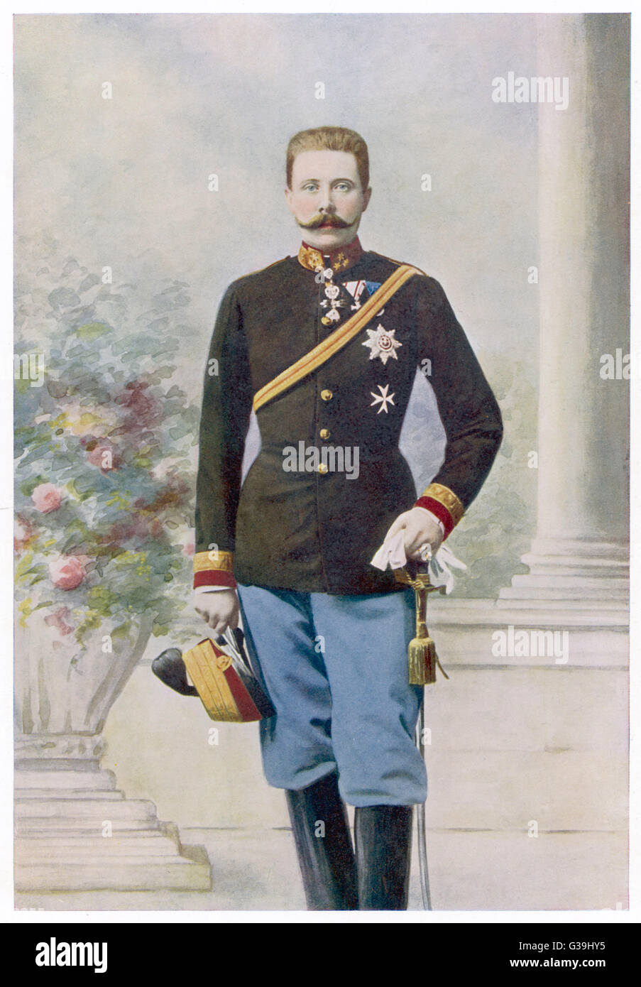 Arciduca Francesco Ferdinando erede dell'impero austriaco, nipote di Franz Joseph, assassinato nel 1914 Data: 1863 - 1914 Foto Stock