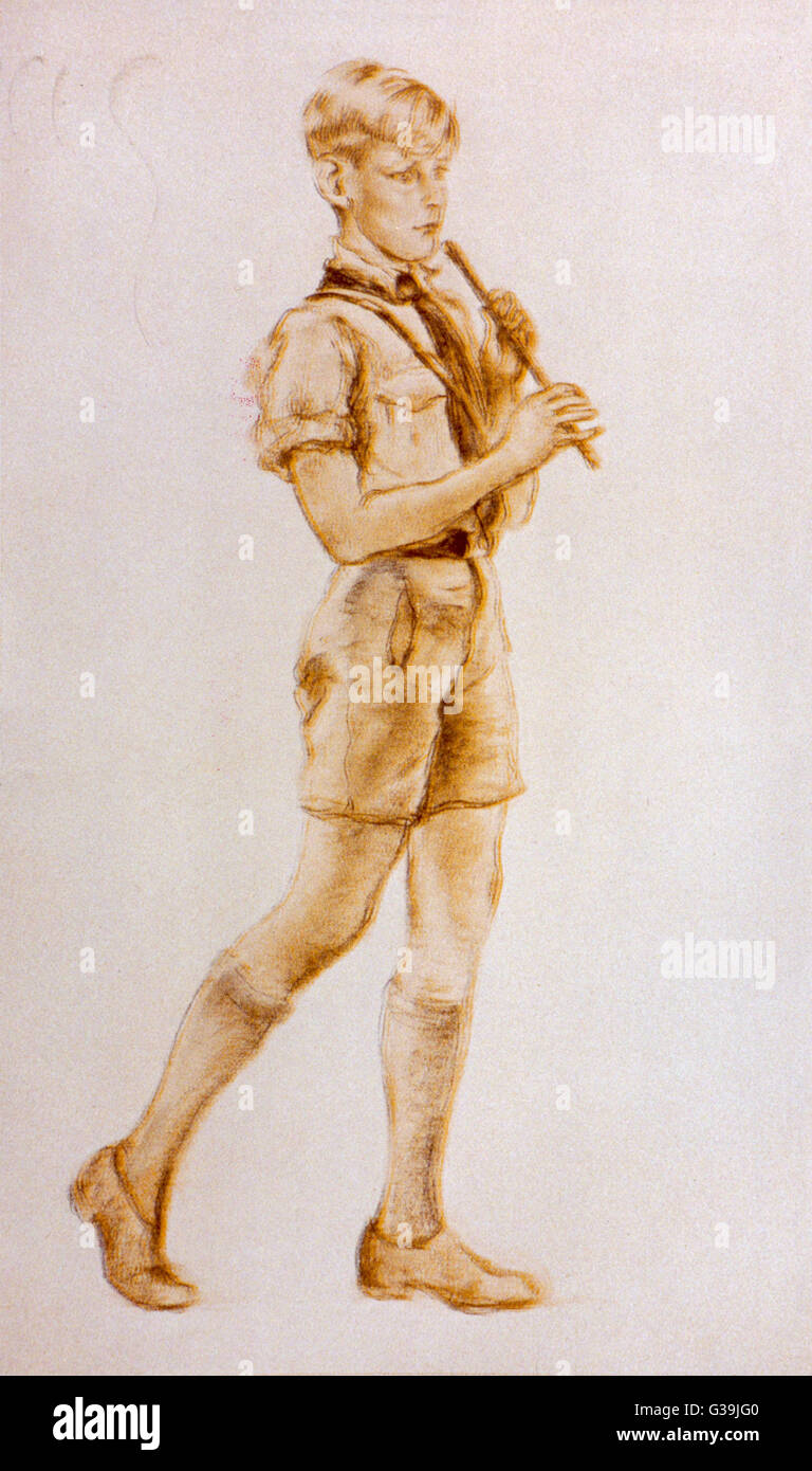 L'ideale nazista di Hitler Gioventù boy svolge il suo flauto. Data: circa 1934 Foto Stock